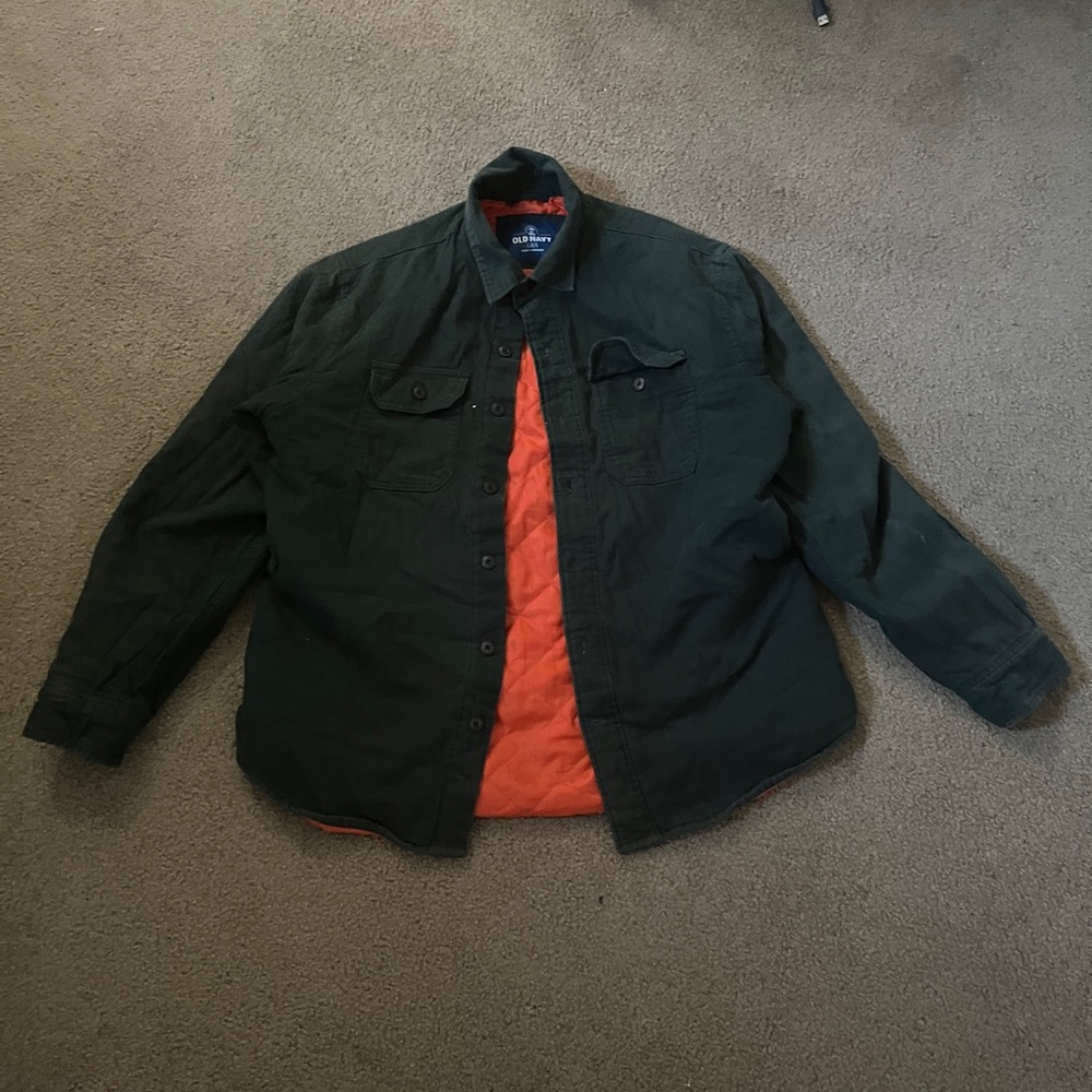 Old Navy Lightweight Green and Orange Shirt Jacket